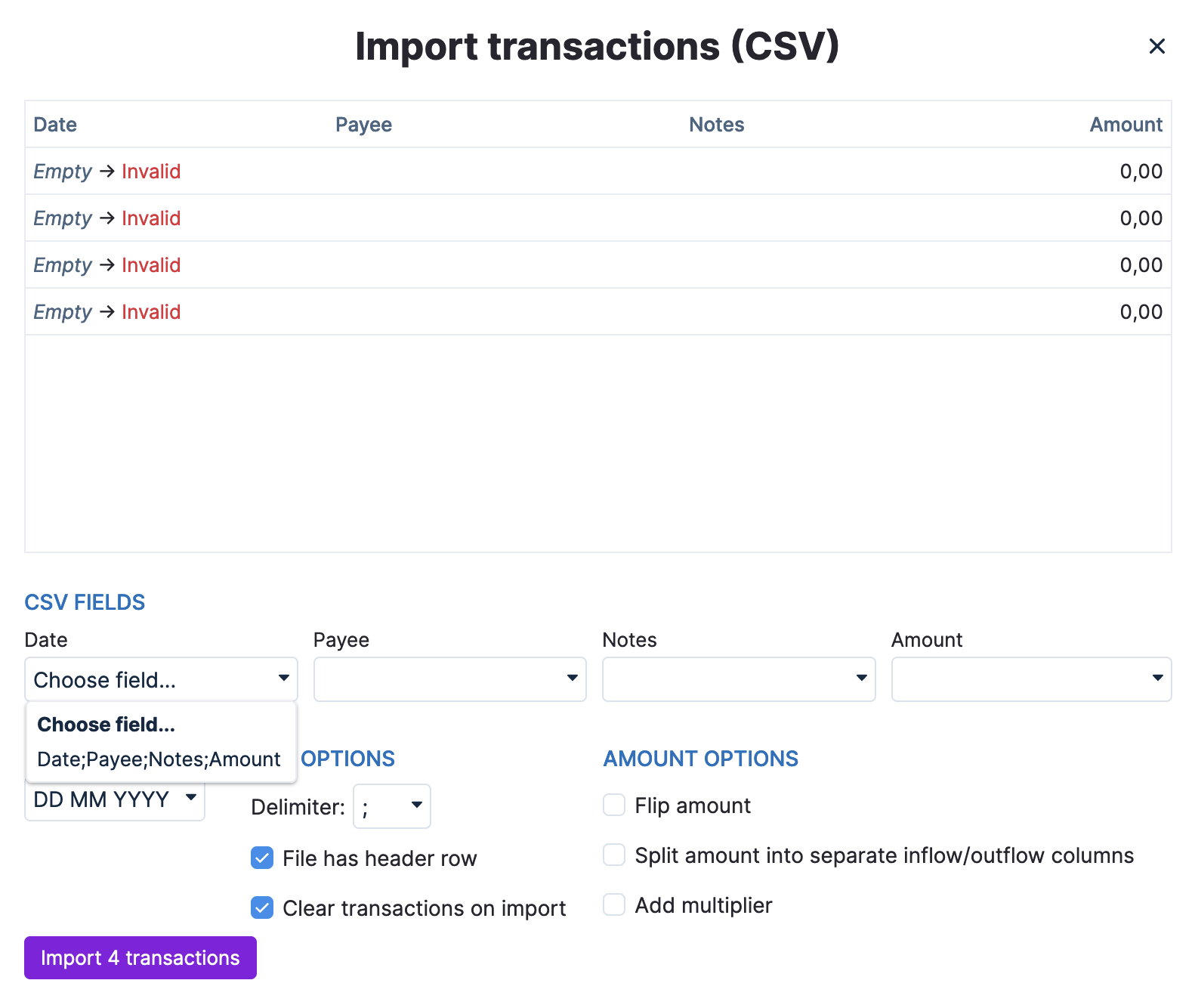 [Bug]: Issue importing CSV with semicolon deliminter · Issue #1769 ...