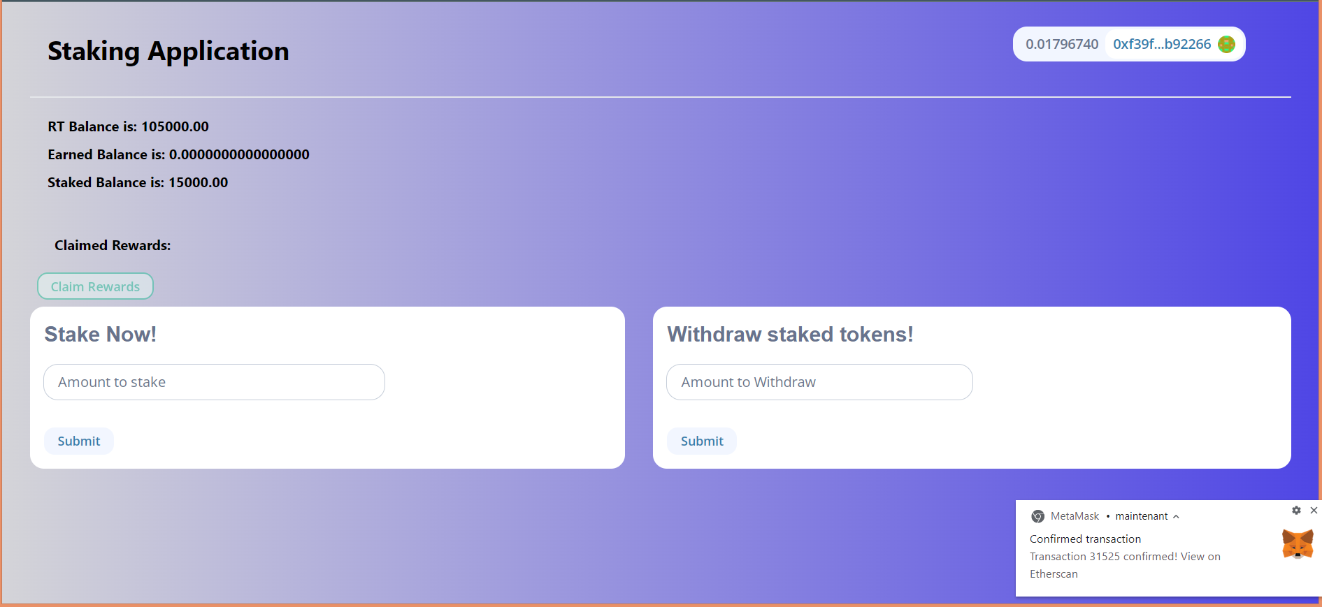 5-No more rewards token to claim