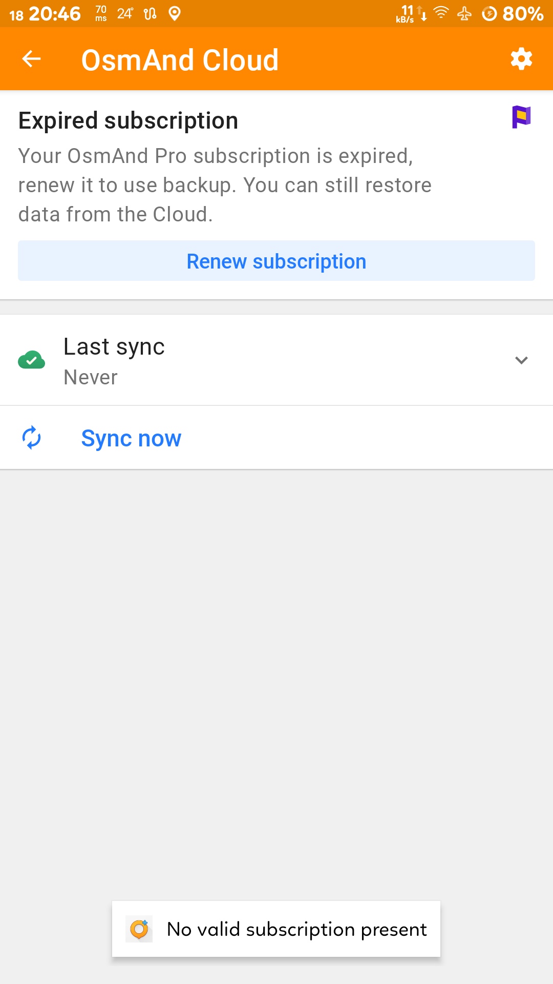 Expired Subscription message