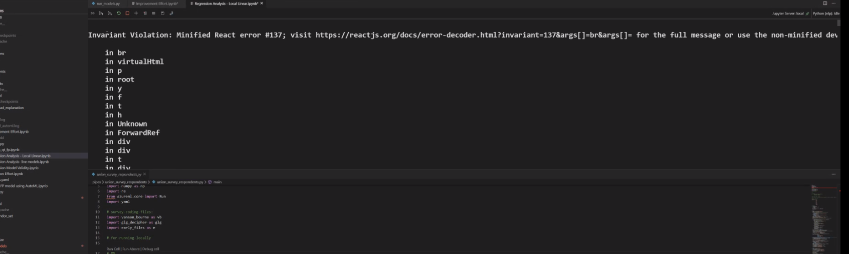 React minify rendering error issue 1272 microsoft vscode jupyter