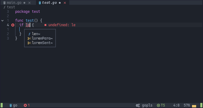 Go. Creating a new file. LSP server is not working. · Issue #1744 ...
