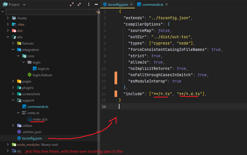 Conflict with jest when adding reference type for custom commands ...