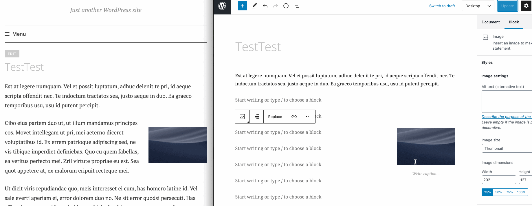 Image block Align Center option not reflected in editor · Issue 21552