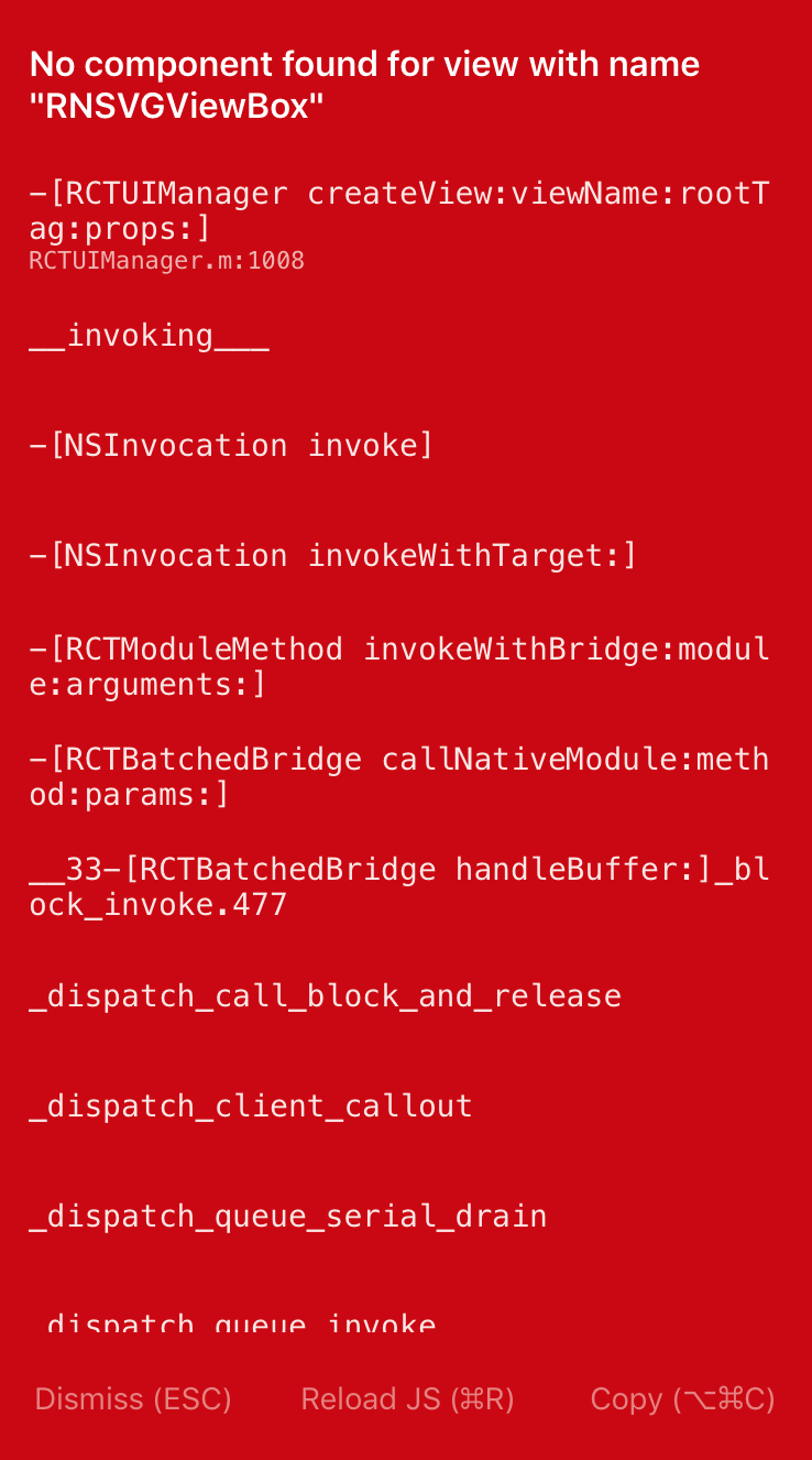 No component found for view with name “ RNSVGViewBox ” · Issue #371 ...