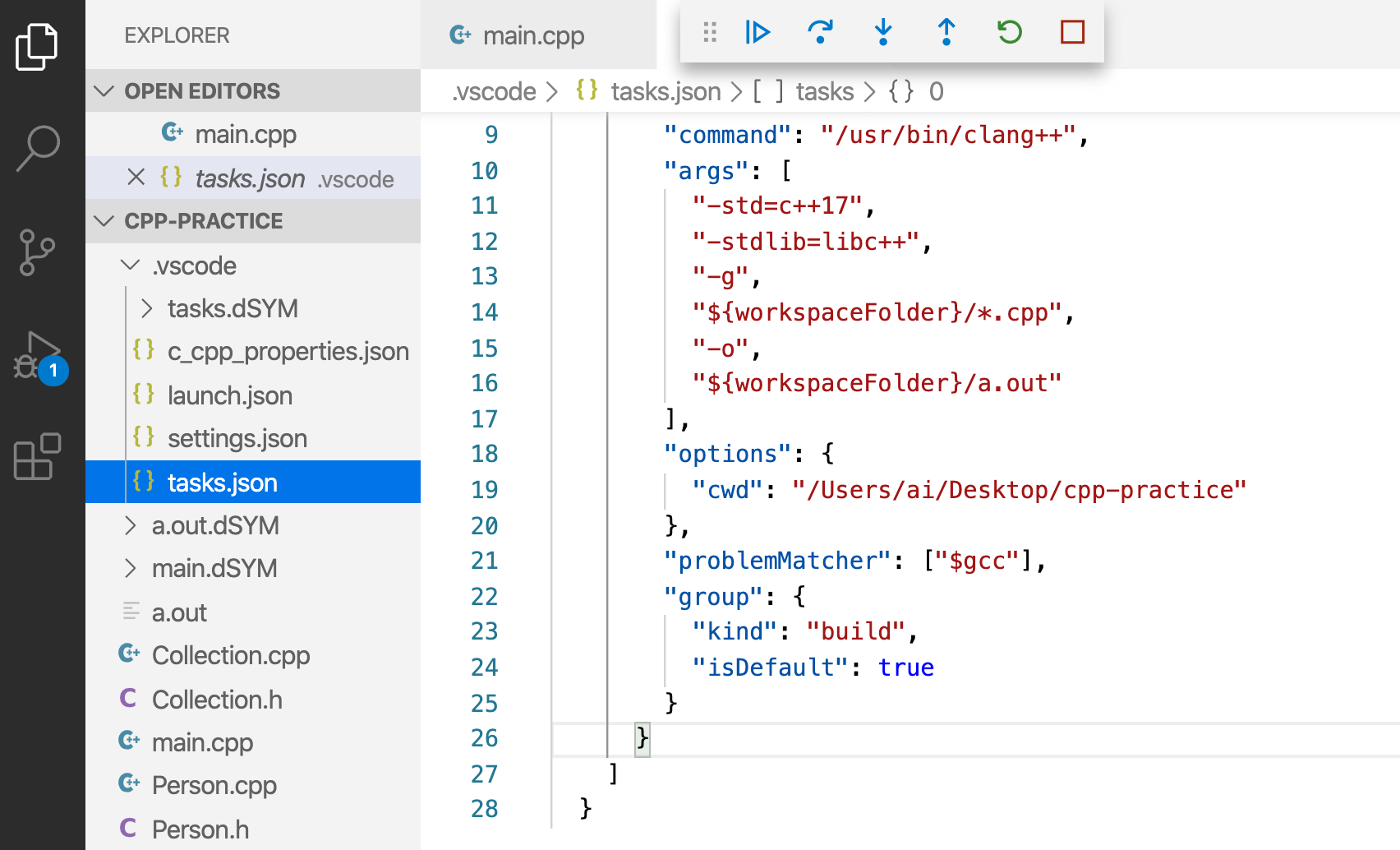 is:issue is:open vs code debugging bar c++ not moving (multiple files ...