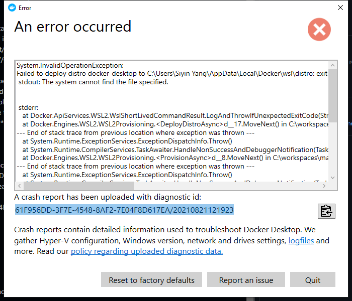 Win10 21H119043.1200 wsl2 can't start docker. · Issue #11957 · docker ...