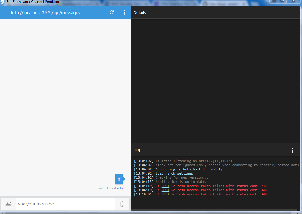 Unable to connect Bot emulator · Issue #1 · andz88/CrmChatBot · GitHub