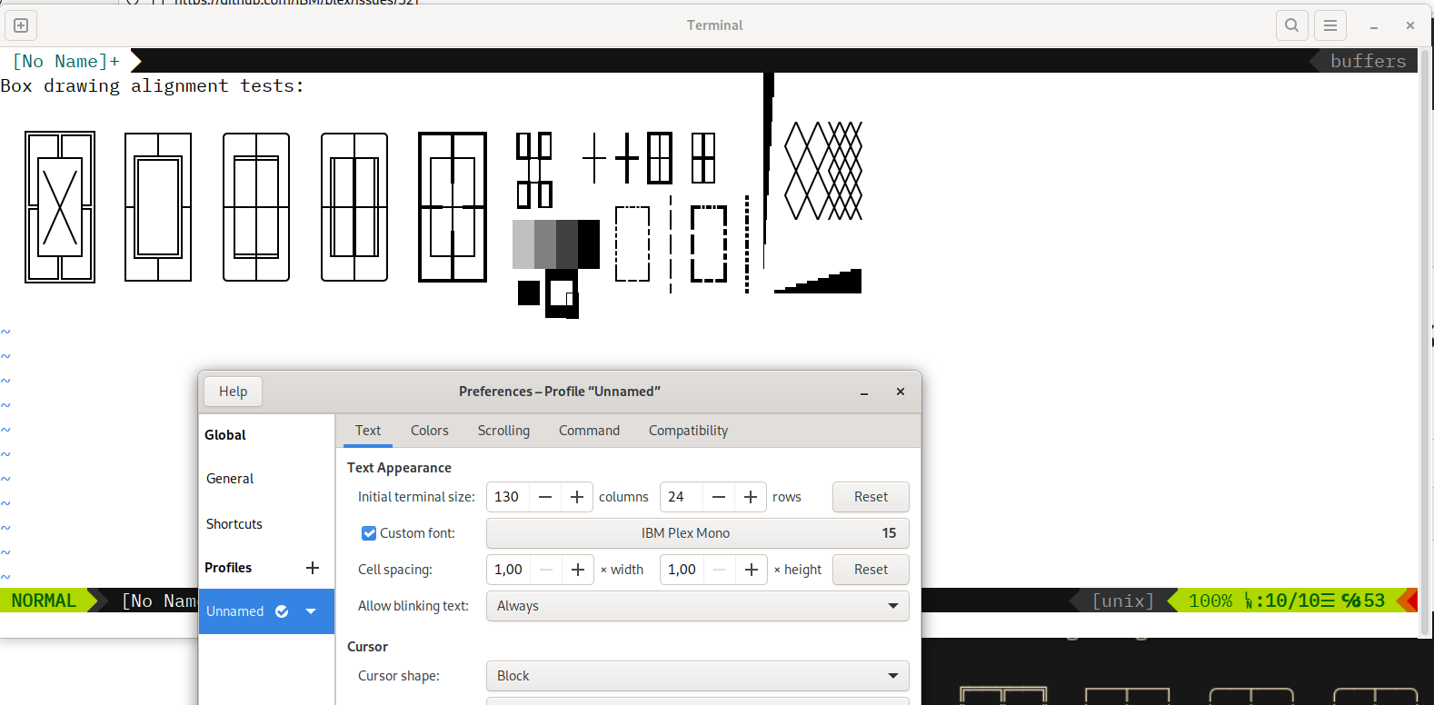 Box drawing characters have spaces between them · Issue 521 · IBM/plex