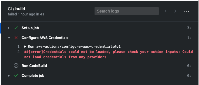 GitHub Action fails to configure AWS credentials when PR is cut from ...