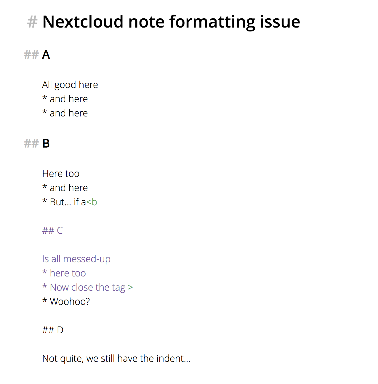 Formatting issue when