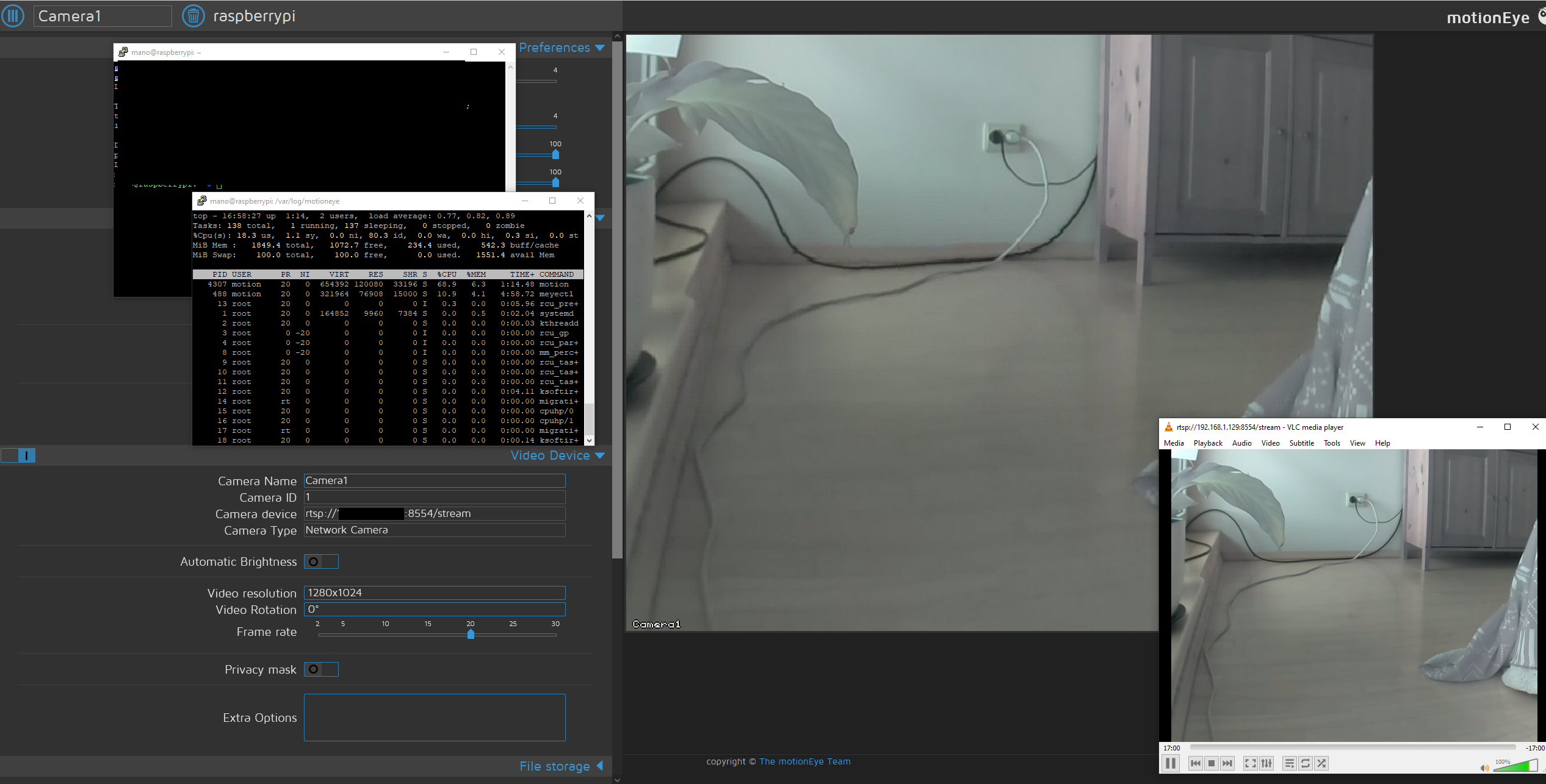 RTSP stream is stuttering and flaking on motionEye · Issue 2511