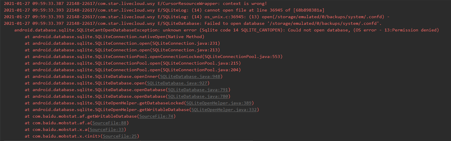 (Sqlite code 14 SQLITE_CANTOPEN): Could not open database, (OS error ...