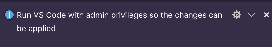 Mac OS - Run VS Code with admin privileges so the changes can be ...