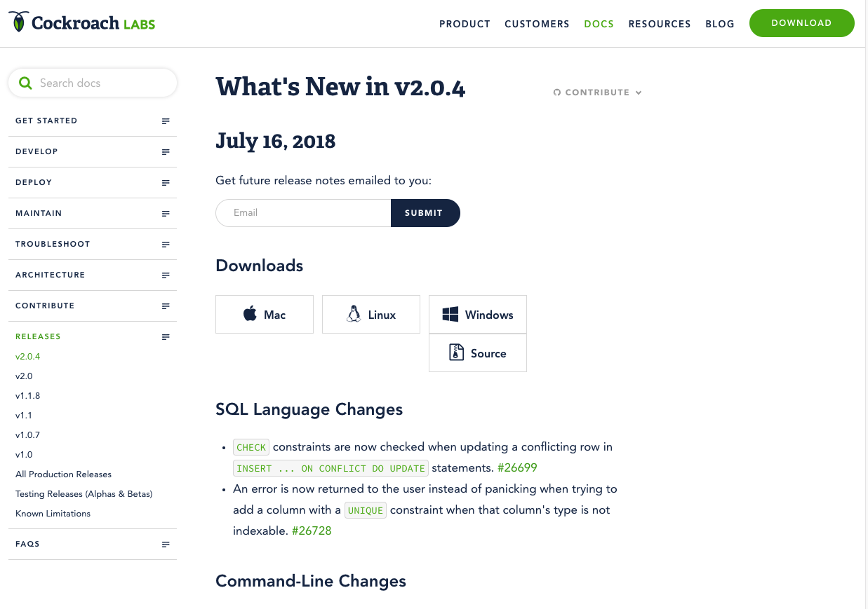 Download button layout on release notes · Issue #3401 · cockroachdb ...