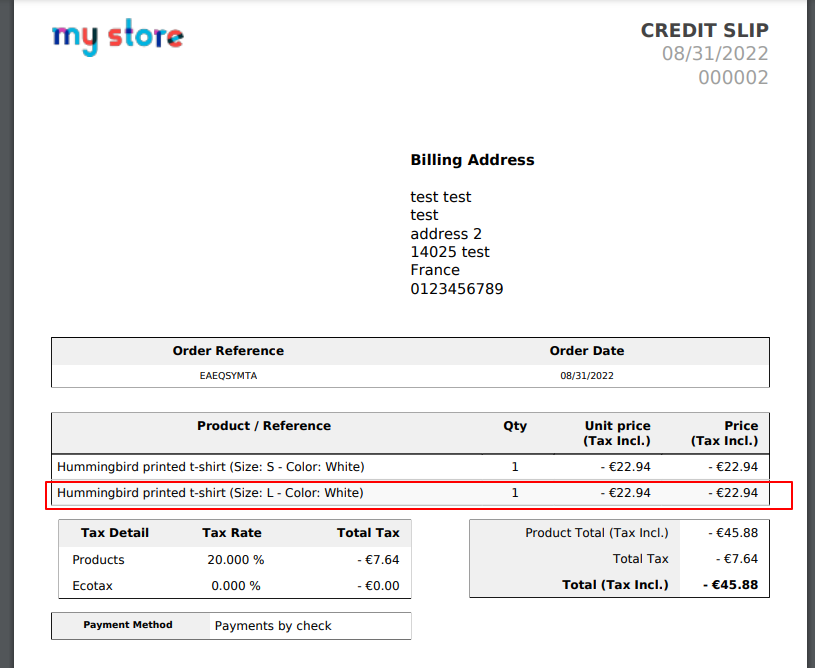 BO creditslips An exception is displayed when downloading a credit
