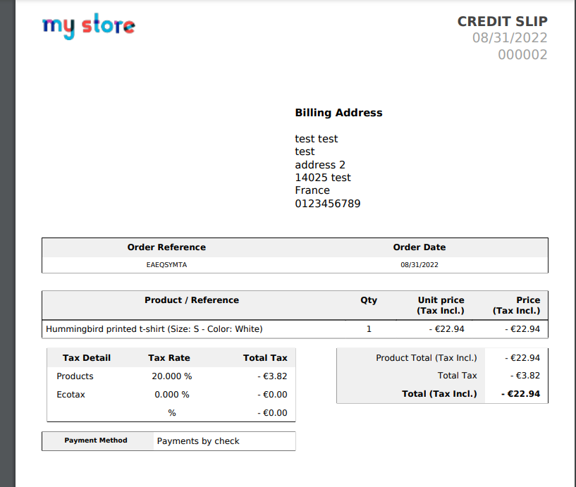 BO creditslips An exception is displayed when downloading a credit