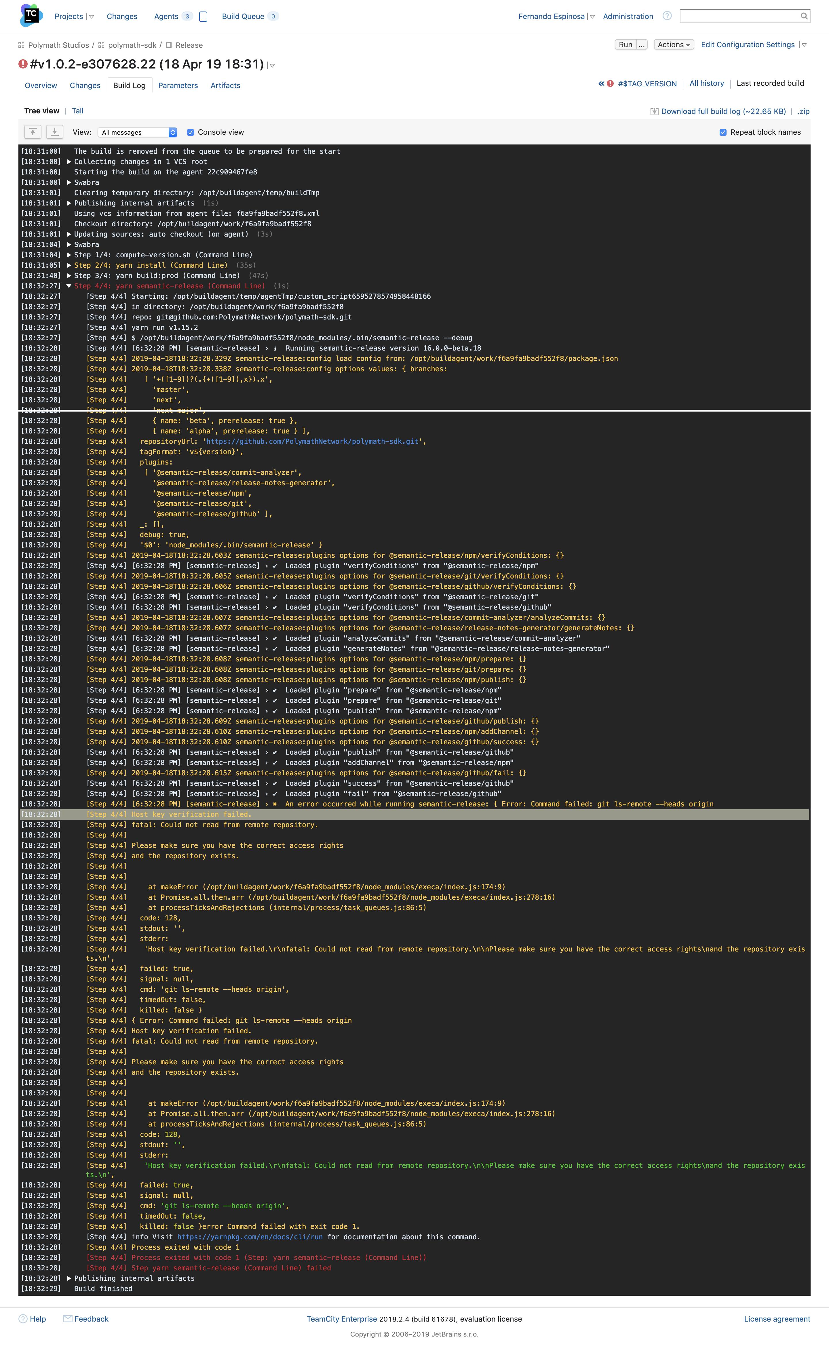 failed to read from https: publickeys due to Images... Git issues with `16.0.0-beta.18`: "Host key verification failed. fatal ...