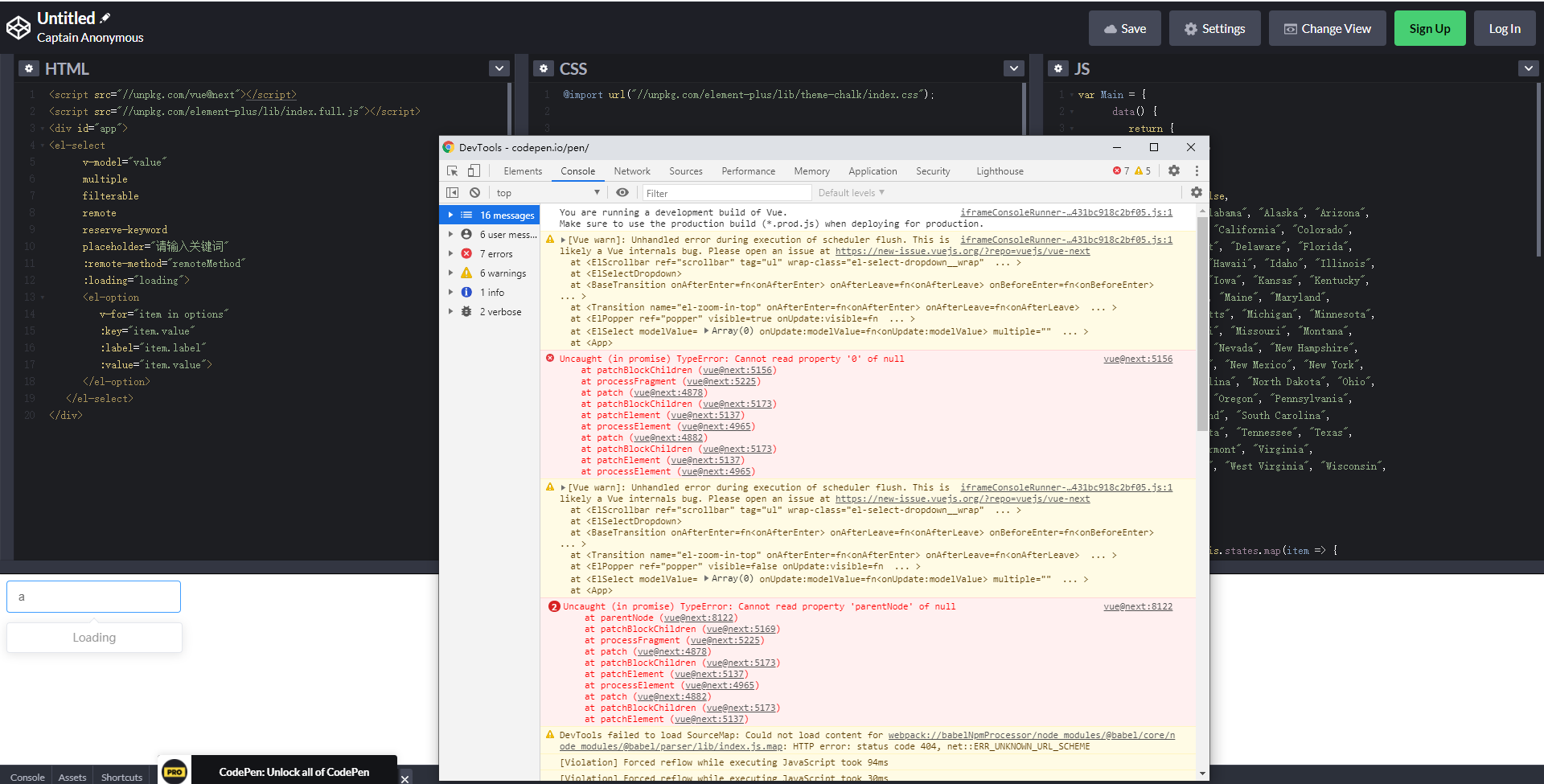 el-select 远程搜索有报错 · Issue #960 · element-plus/element-plus · GitHub