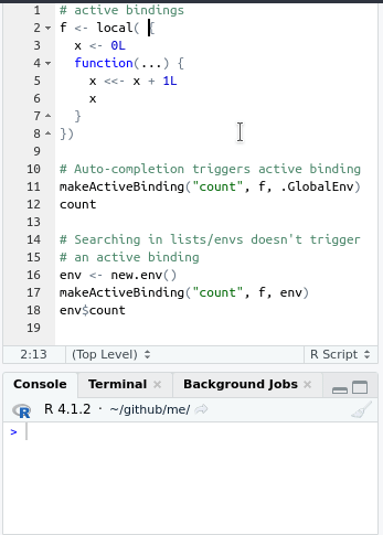tab autocomplete triggers active bindings in a package namespace ...