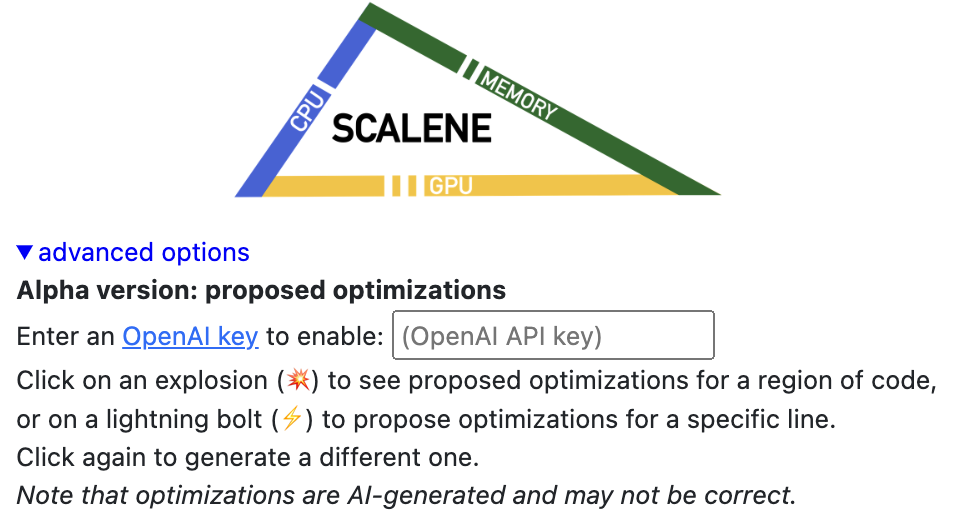 Scalene advanced options