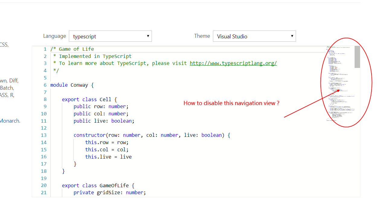 How to diable Monaco Editor right navigation view? · Issue #561 ...