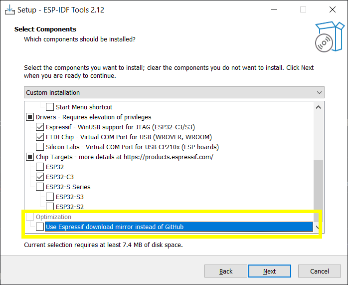 【Bug Report】the option for espressif download instead of github can not ...