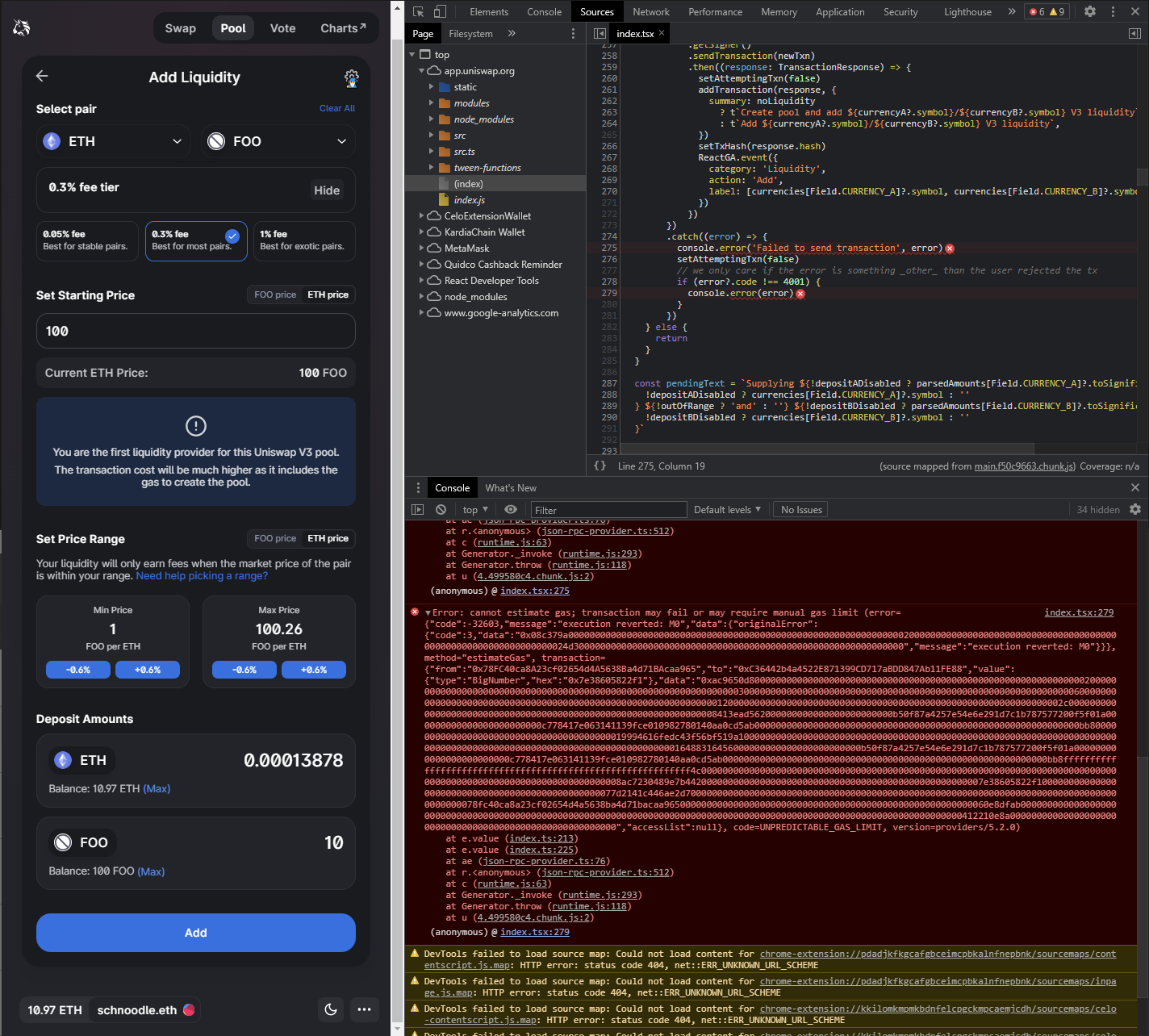 Adding liquidity fails on Uniswap V3 for a token that performs a burn  during a transfer · Issue #2010 · Uniswap/interface