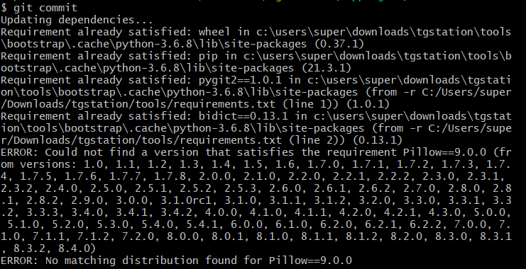 Pillow update broke git hooks · Issue #64243 · tgstation/tgstation · GitHub