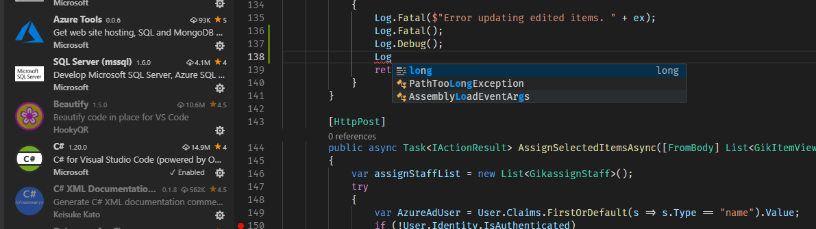 Intellisense malfunctions when the C# extension is enabled. · Issue ...