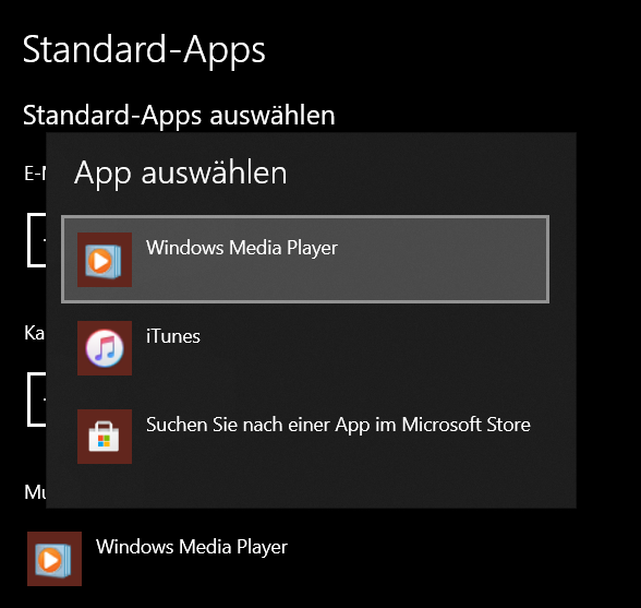 Can't choose as default for Video and Audio playback on Windows