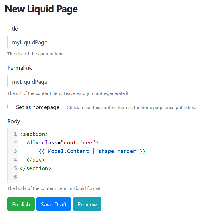 Create a liquid page in Visual studio, then use it on the portal ...