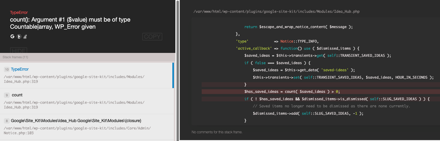 Potential fatal error on Posts page with Idea Hub and PHP 8 · Issue ...