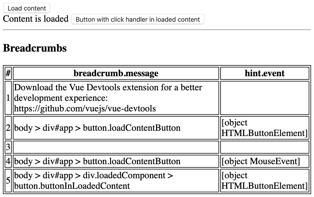 Breadcrumbs of category `ui.click` trigger without user interaction on