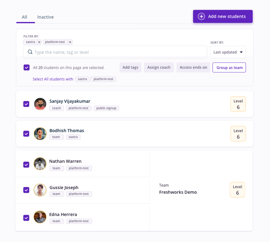 students-selection-actions