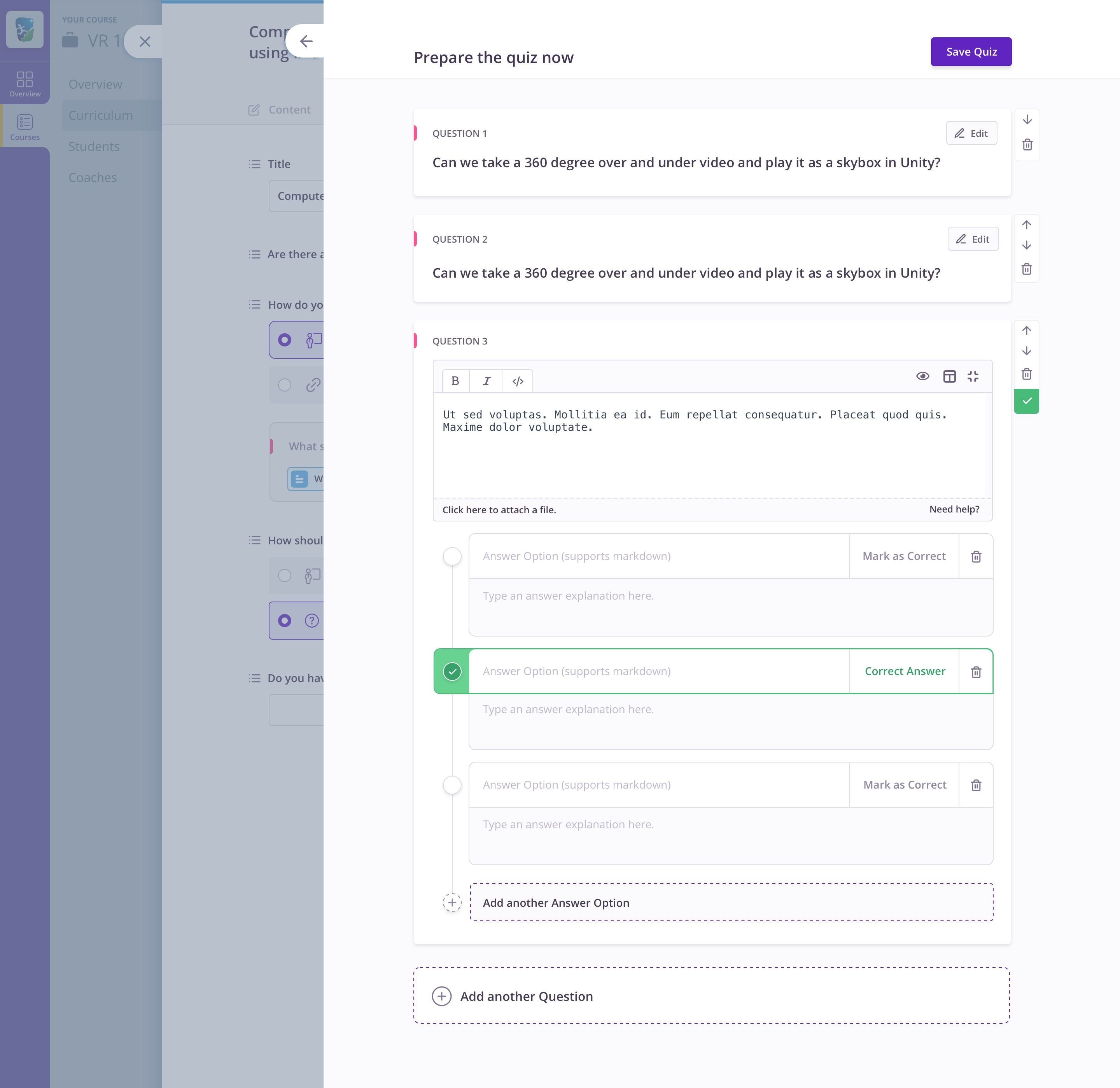 Quiz-maker-Nested-drawer