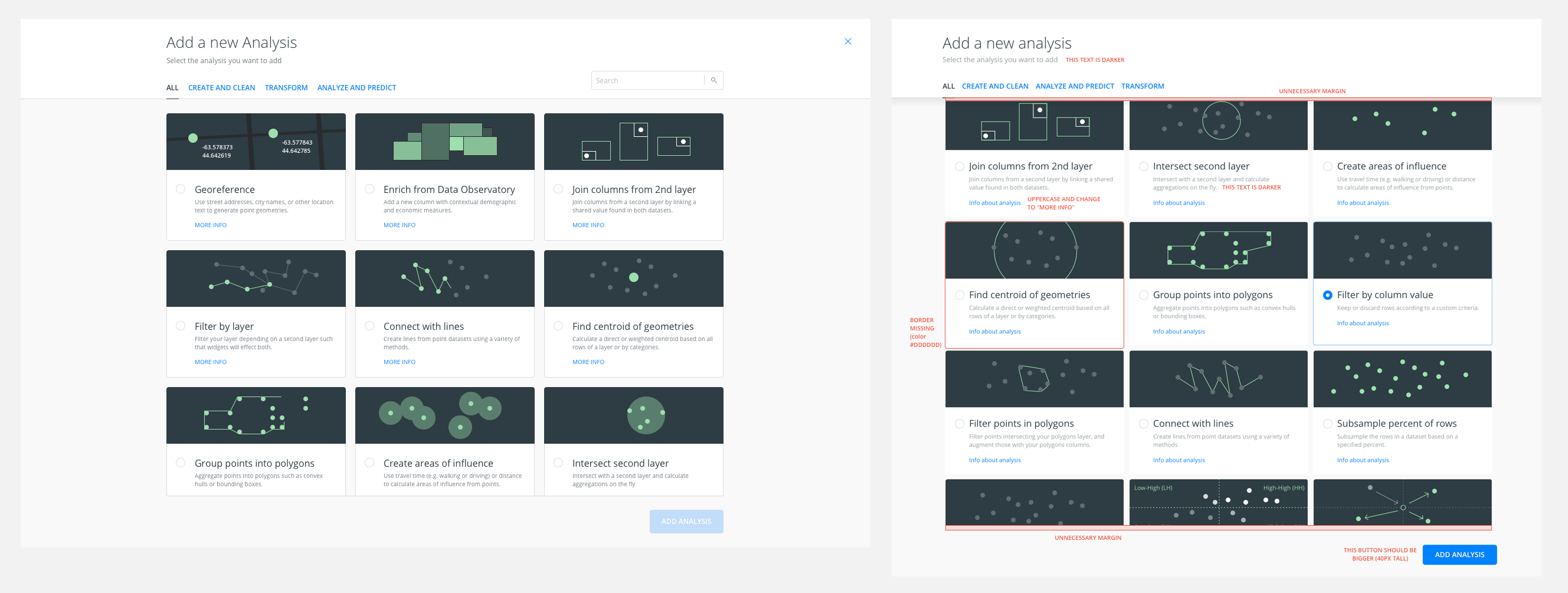 add analysis modal