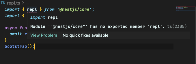 repl is not able to import from '@nestjs/core' · Issue #10117 · nestjs ...