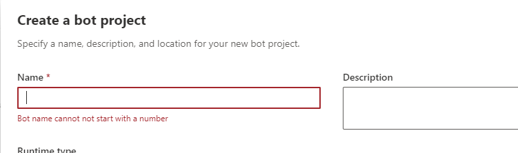UX - Wrong error message in Create a Bot project · Issue #7003 ...