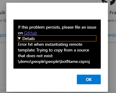 Location issue in Create a bot project · Issue #7039 · microsoft ...