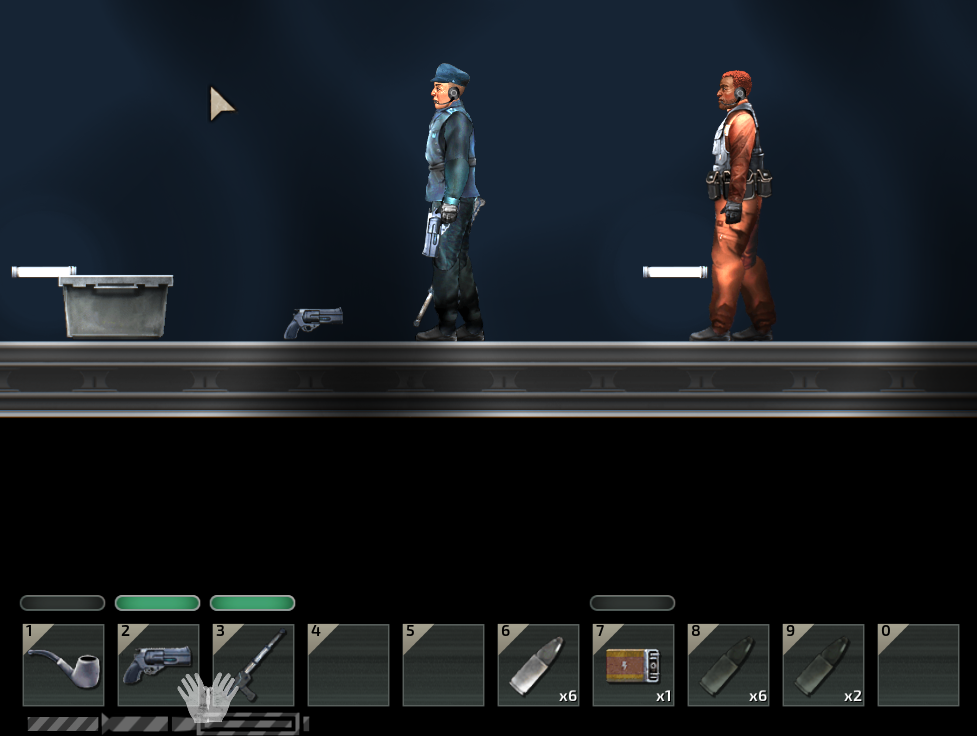 Inability to reload two weapons in hand at the same time, e.g. stun