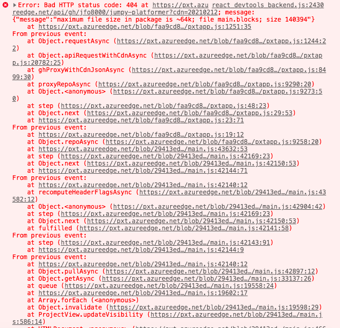 FYI some loading isssues with Arcade HTTP status code 404 {"message""maximum file size in