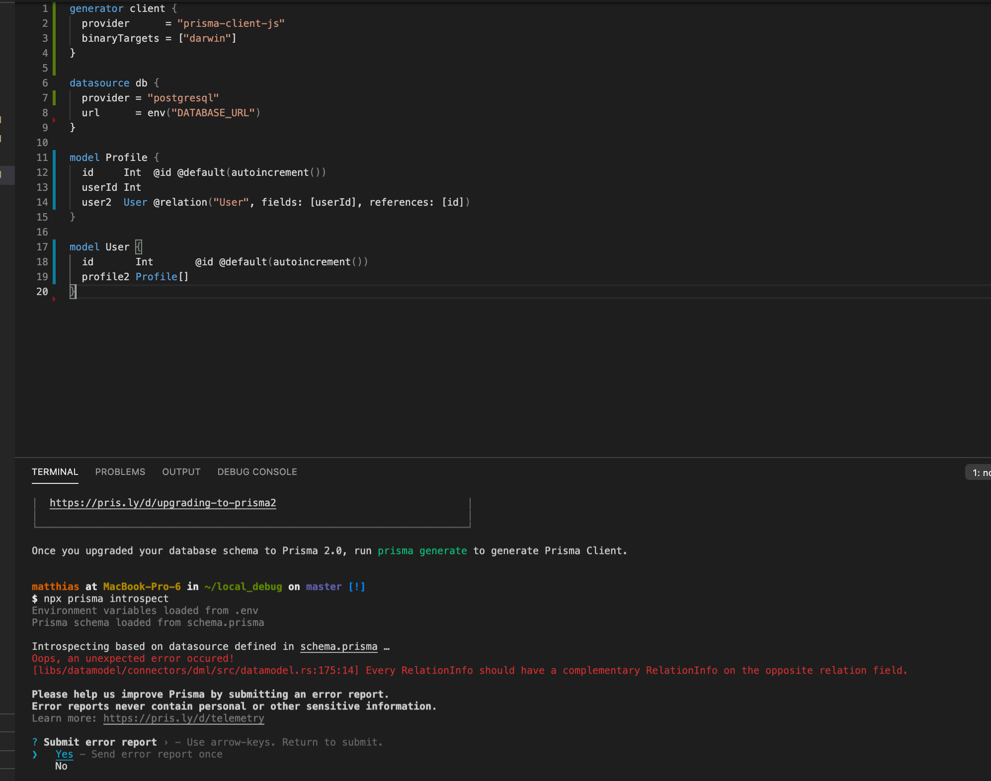Introspection crash when relation name is only used on one side ...