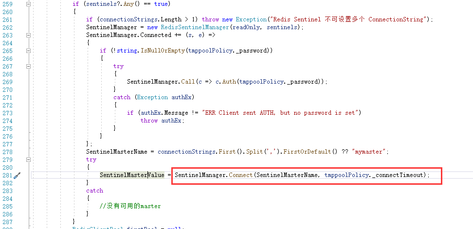 使用sentinel出错 · Issue #209 · 2881099/csredis · GitHub