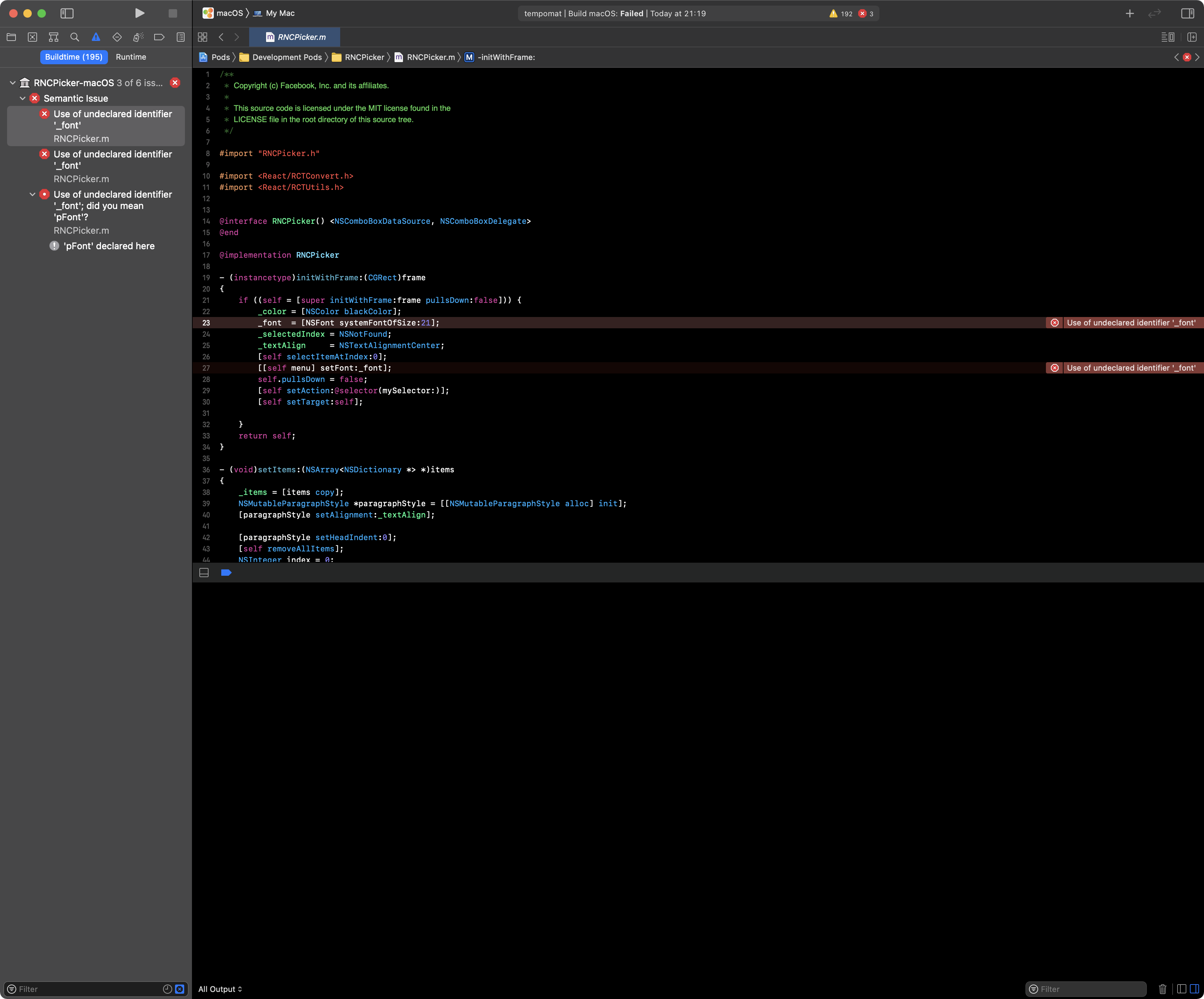 Cannot build on macOS (undefined identifier _font) · Issue #185 · react ...