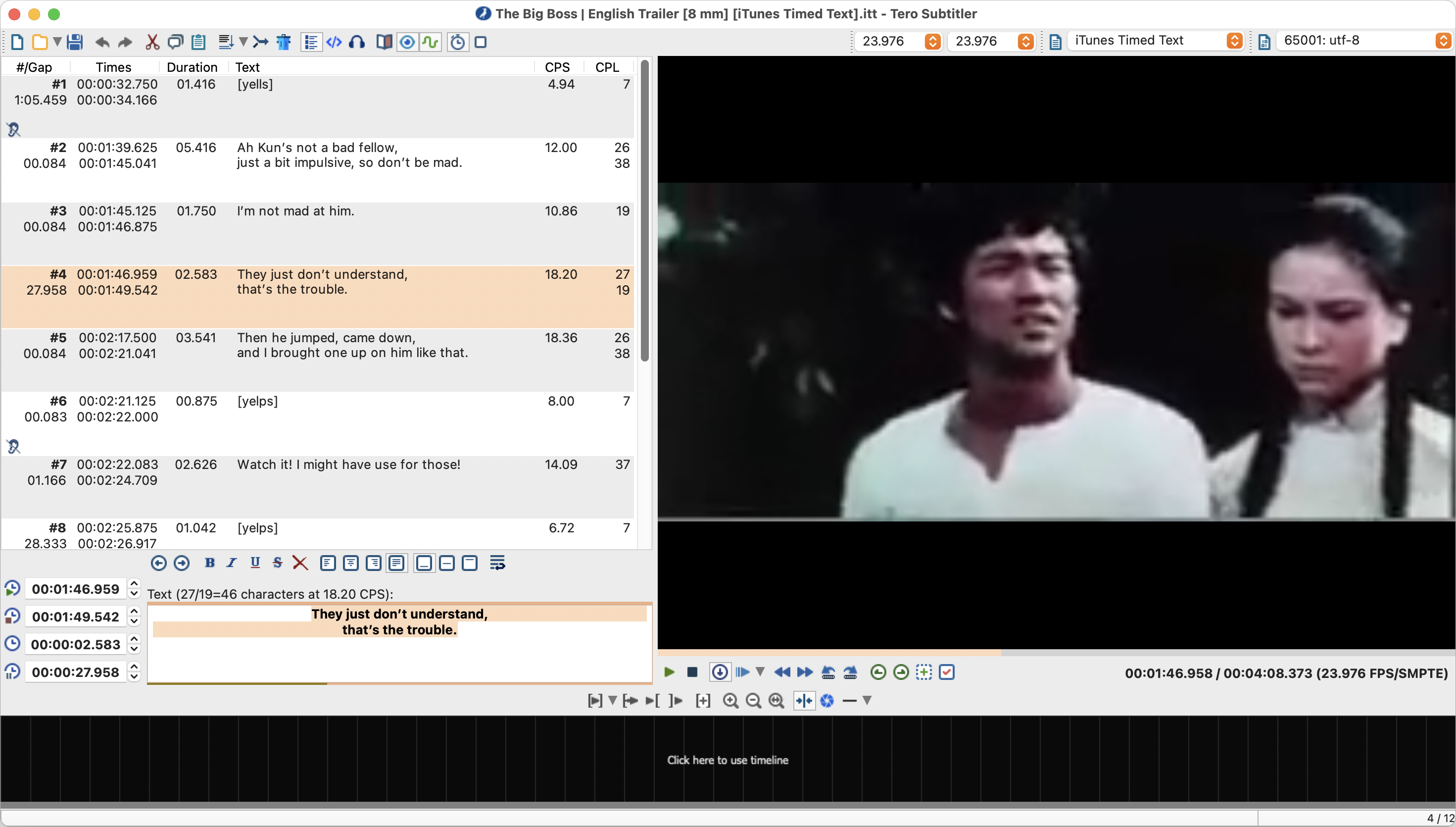 Some entries in iTunes Timed Text don