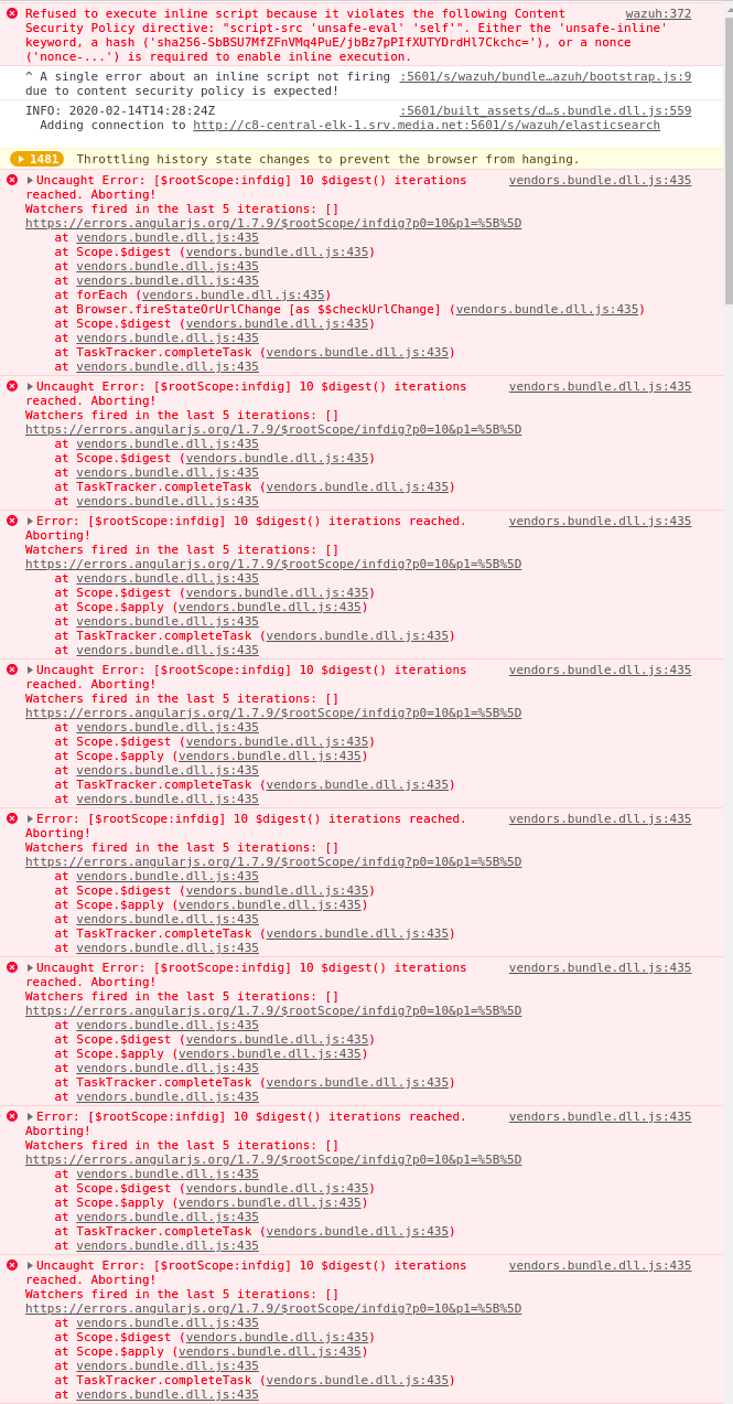 Unable to view any agent events, kibana app keeps going back to ...