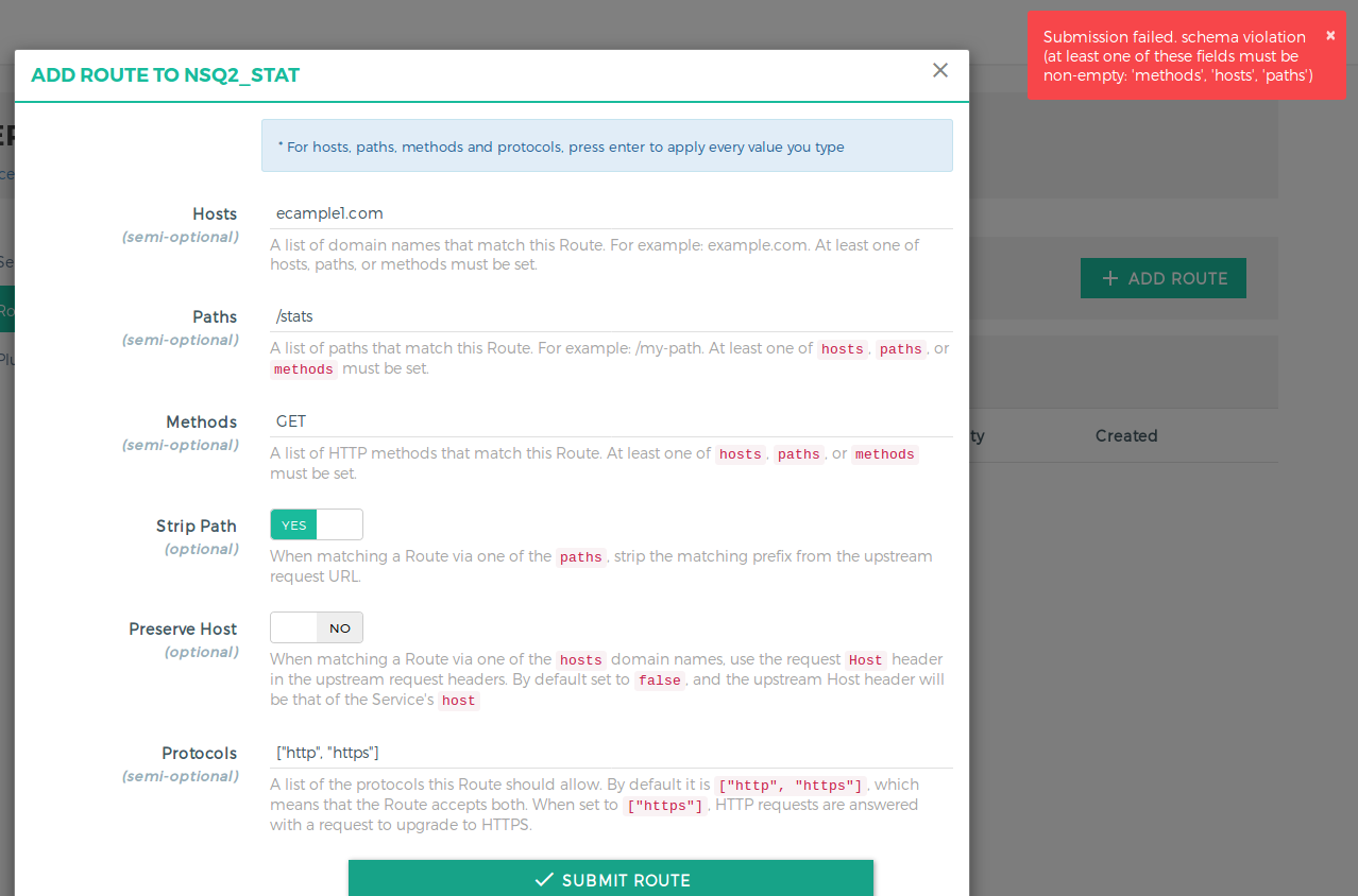 Can't create routes · Issue #235 · pantsel/konga · GitHub