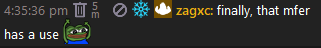 Сообщение в чате Twitch от zagxc: 'Наконец-то у этого ублюдка появилось применение!'