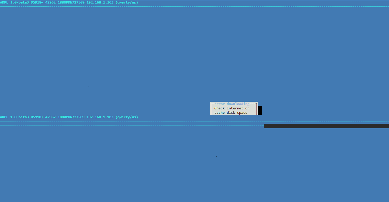 check internet or cache disk space · Issue #459 · fbelavenuto/arpl · GitHub