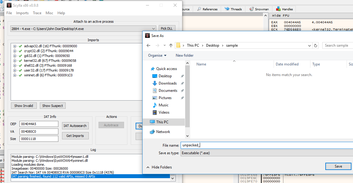 Dumping Unpacked Version
